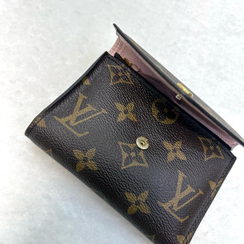 路易威登三折短夾LV原花拼芭蕾粉Victorine三折短夾M62360-13