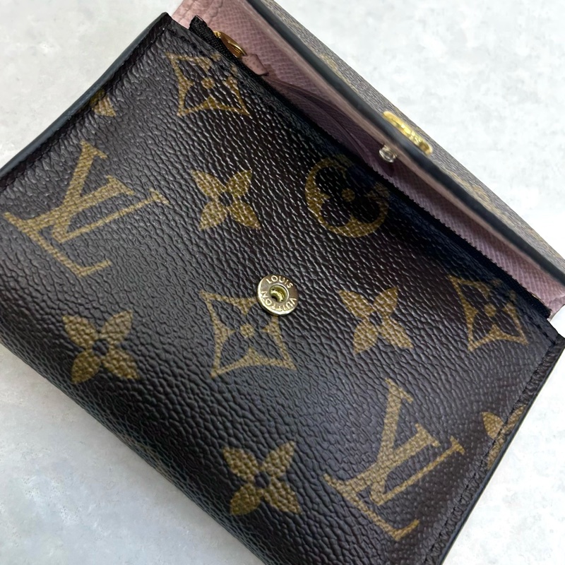 路易威登三折短夾LV原花拼芭蕾粉Victorine三折短夾M62360-17