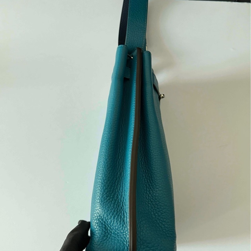 Hermes💚So Kelly 22💚孔雀綠內拼深海藍銀扣🌟98.5新🌈Togo皮🌟-2