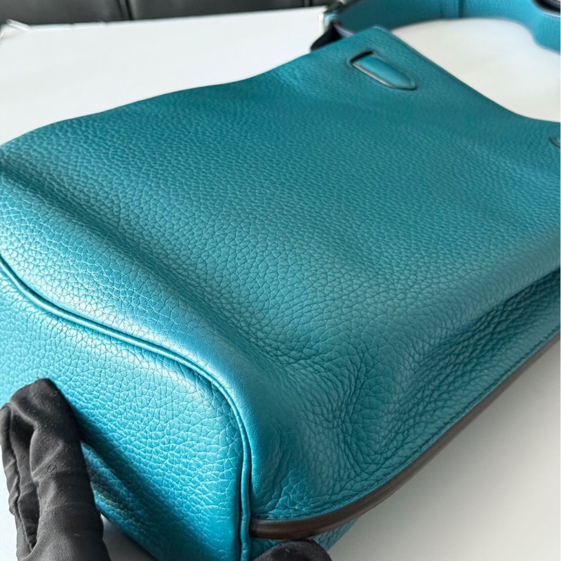 Hermes💚So Kelly 22💚孔雀綠內拼深海藍銀扣🌟98.5新🌈Togo皮🌟-6