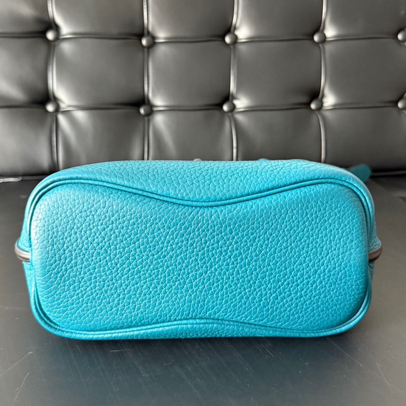 Hermes💚So Kelly 22💚孔雀綠內拼深海藍銀扣🌟98.5新🌈Togo皮🌟-8