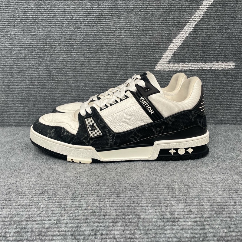 97新 LV 黑白老花牛仔布trainer板鞋8碼=42碼-7