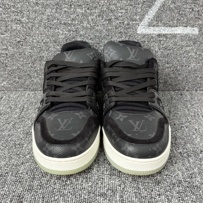 98新 lv路易威登 黑色拼麂皮trainer老花板鞋 7.5=41.5碼-5