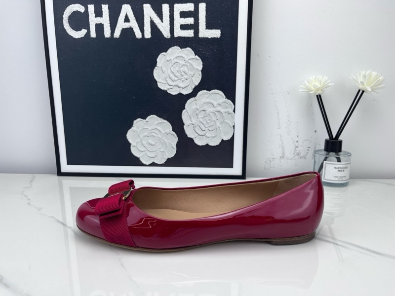 98新 Ferregamo菲拉格慕 酒紅平底鞋 37碼-3