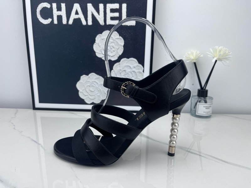 全新 Chanel香奈兒 黑色綁帶高跟涼鞋 37.5碼-9