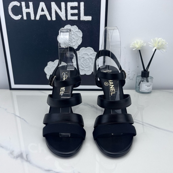 全新 Chanel香奈兒 黑色綁帶高跟涼鞋 37.5碼-10