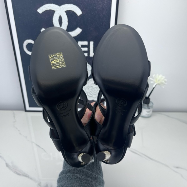 全新 Chanel香奈兒 黑色綁帶高跟涼鞋 37.5碼-11