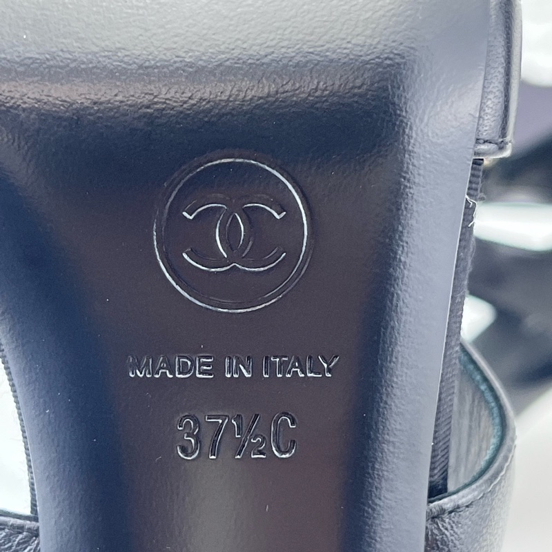 全新 Chanel香奈兒 黑色綁帶高跟涼鞋 37.5碼-12