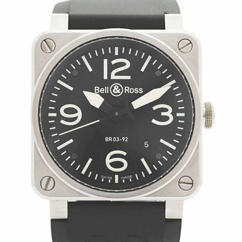 Bell & Ross Aviation BR03-92-S 黑色錶盤男士腕錶-0