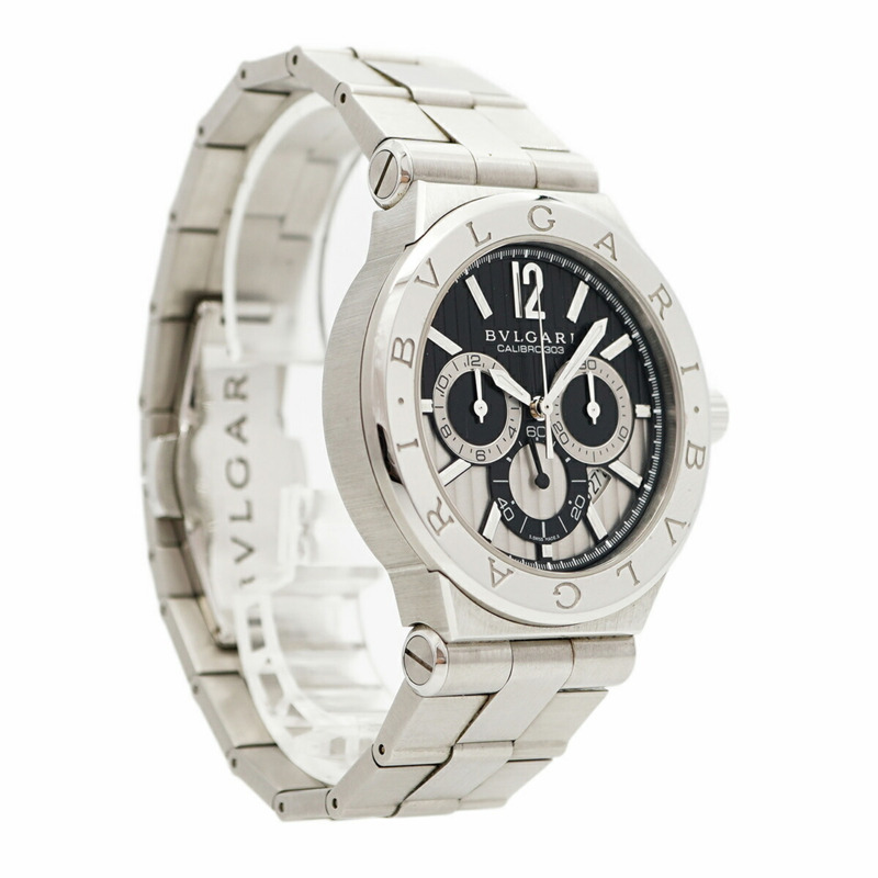 寶格麗 Diagono Calibro 303 DG42SCH 黑色錶盤男士腕錶-3