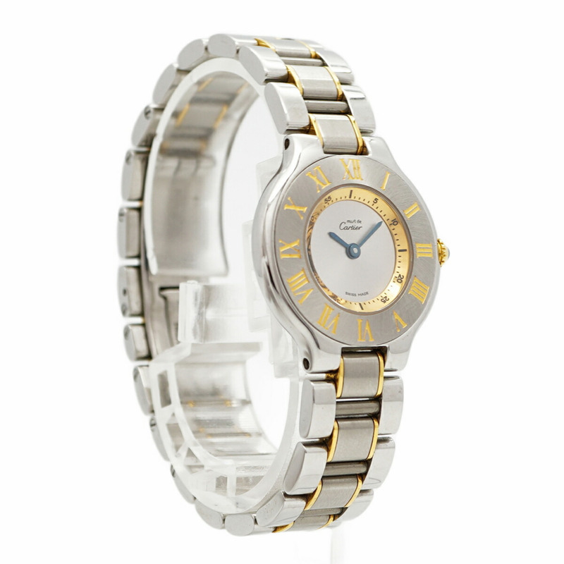 卡地亞 Must 21 SM W10073R6 銀色錶盤小姐腕錶-3