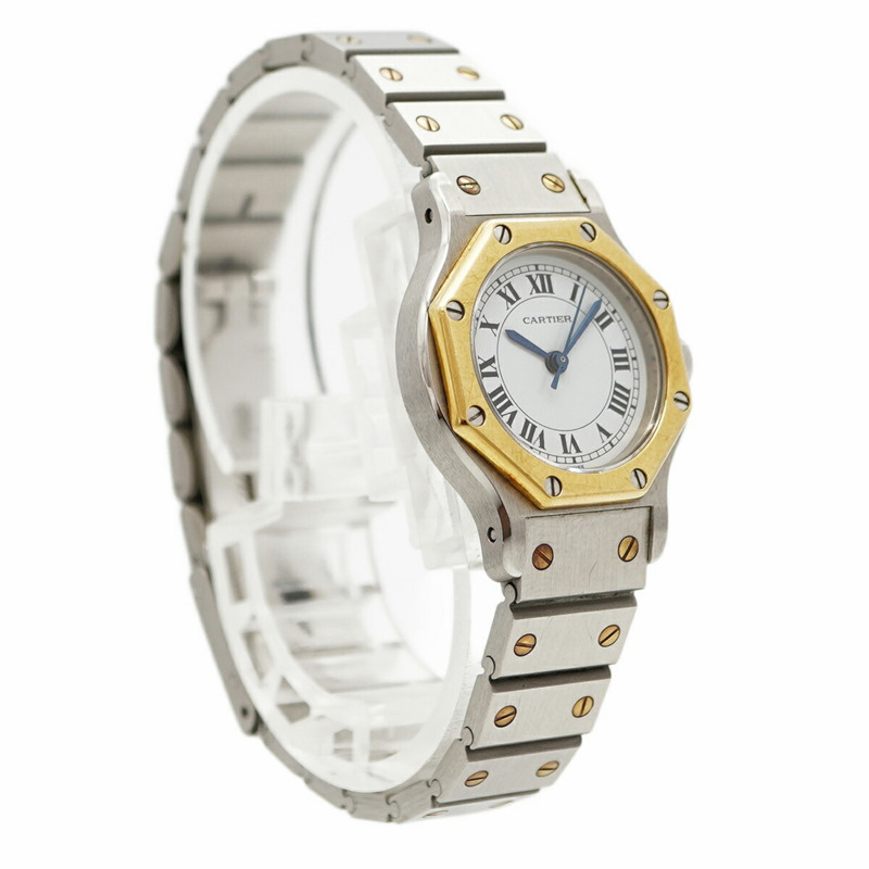 卡地亞 Santos Octagon SM 白色錶盤女士腕錶-3