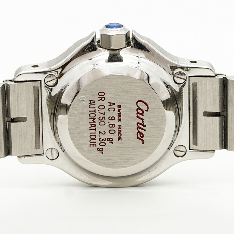 卡地亞 Santos Octagon SM 白色錶盤女士腕錶-5