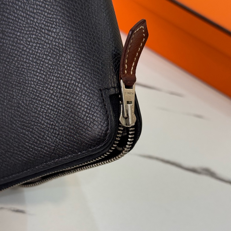 Hermès Silk’In 黑色絲巾長夾｜設計藍圖內襯款-8