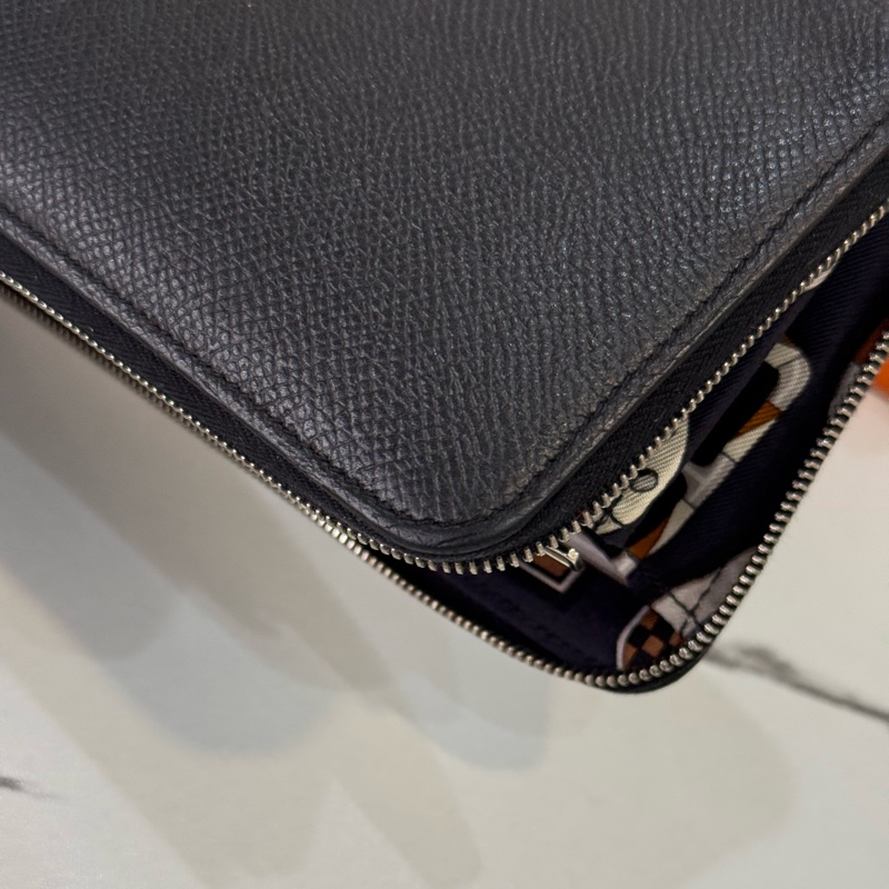 Hermès Silk’In 黑色絲巾長夾｜設計藍圖內襯款-9