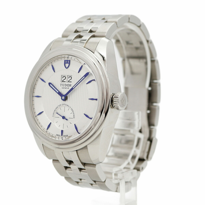 帝舵 Glamour 雙日曆 57100 銀色錶盤男士腕錶-2