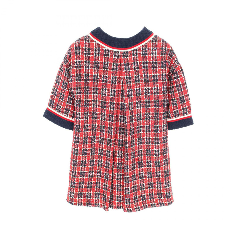 GUCCI 貓頭洋裝 516811 棉質人造絲 紅色 藏青色 二手 女款 36碼-1