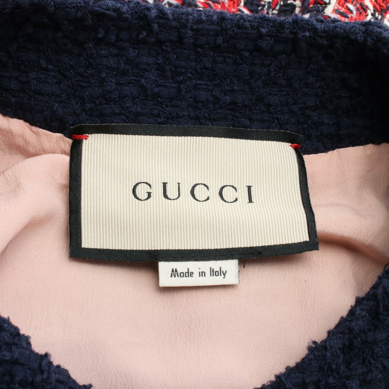 GUCCI 貓頭洋裝 516811 棉質人造絲 紅色 藏青色 二手 女款 36碼-2