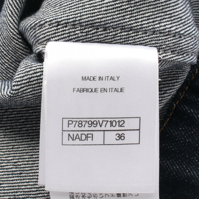 香奈兒 COCO 標誌紐帶牛仔外套 P78799V71012 棉質海軍藍二手女款 #36-4