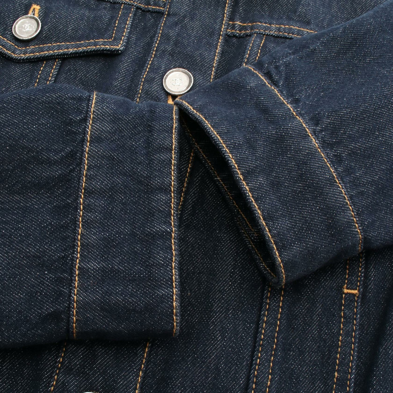 香奈兒 COCO 標誌紐帶牛仔外套 P78799V71012 棉質海軍藍二手女款 #36-5