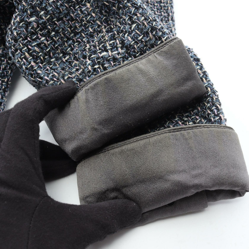 香奈兒 COCO 標誌紐扣修身夾克，羊毛、絲、膠混紡，海軍藍，二手女款 #42 CC-8