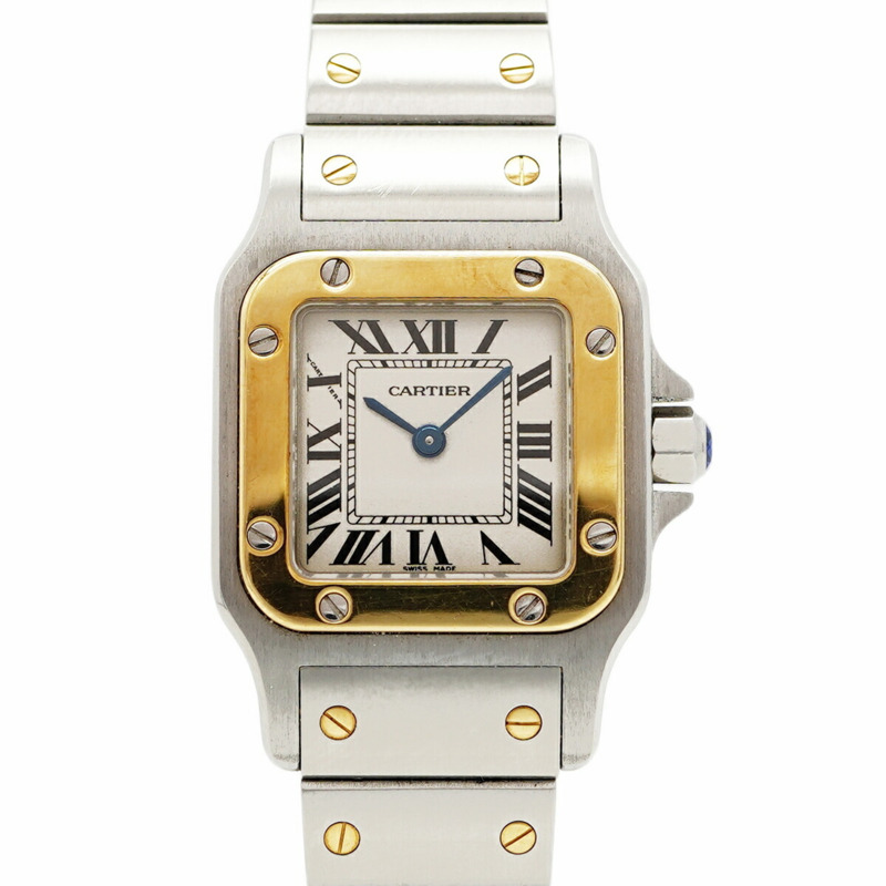 卡地亞 Santos Galbee SM W20012C4 象牙色錶盤女士腕錶-0