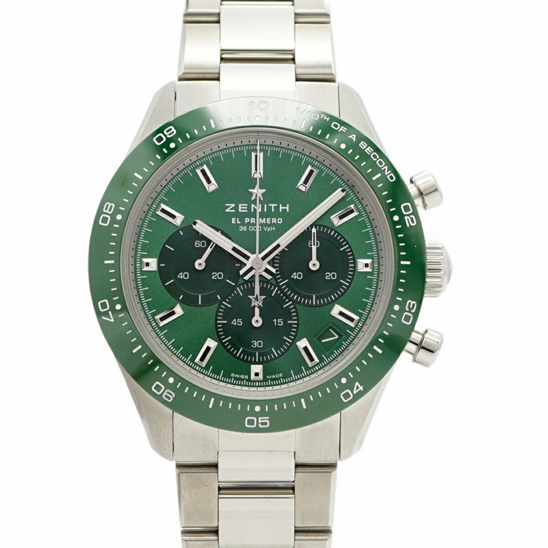 真力時 Chronomaster Sport 吉田特別版 03.3107.3600 56.M3100 綠色錶盤男士腕錶-0