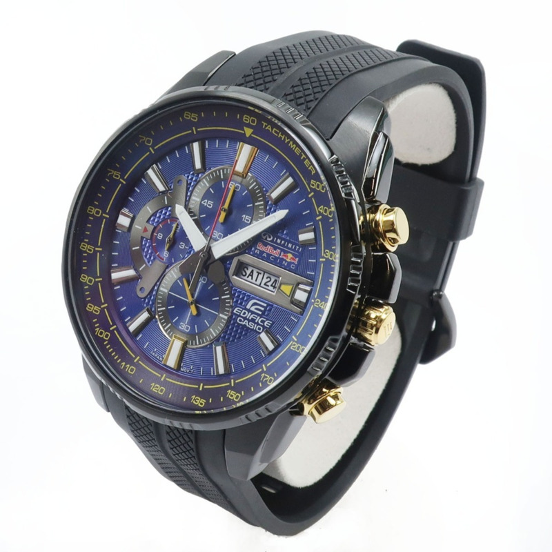 卡西歐 (Casio) Edifice 腕錶 Infinity 紅牛車隊限量版 EFR-549RBP-2AJR 不鏽鋼 x 樹脂黑色石英計時碼錶 藍色錶盤 男士腕錶-1