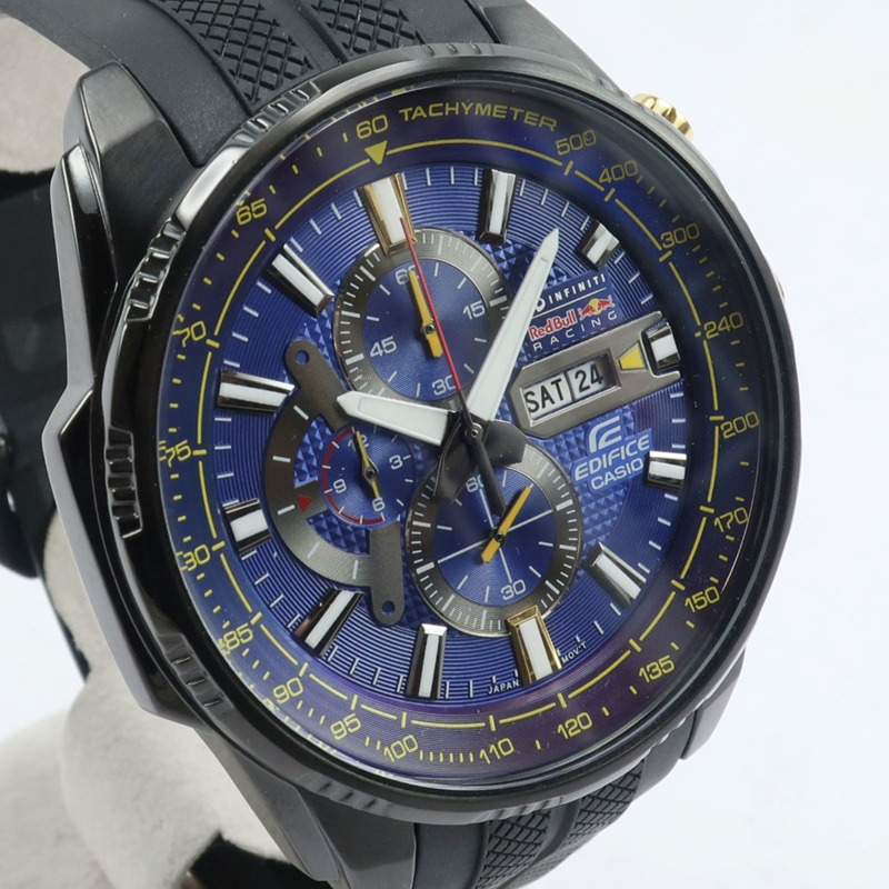 卡西歐 (Casio) Edifice 腕錶 Infinity 紅牛車隊限量版 EFR-549RBP-2AJR 不鏽鋼 x 樹脂黑色石英計時碼錶 藍色錶盤 男士腕錶-2