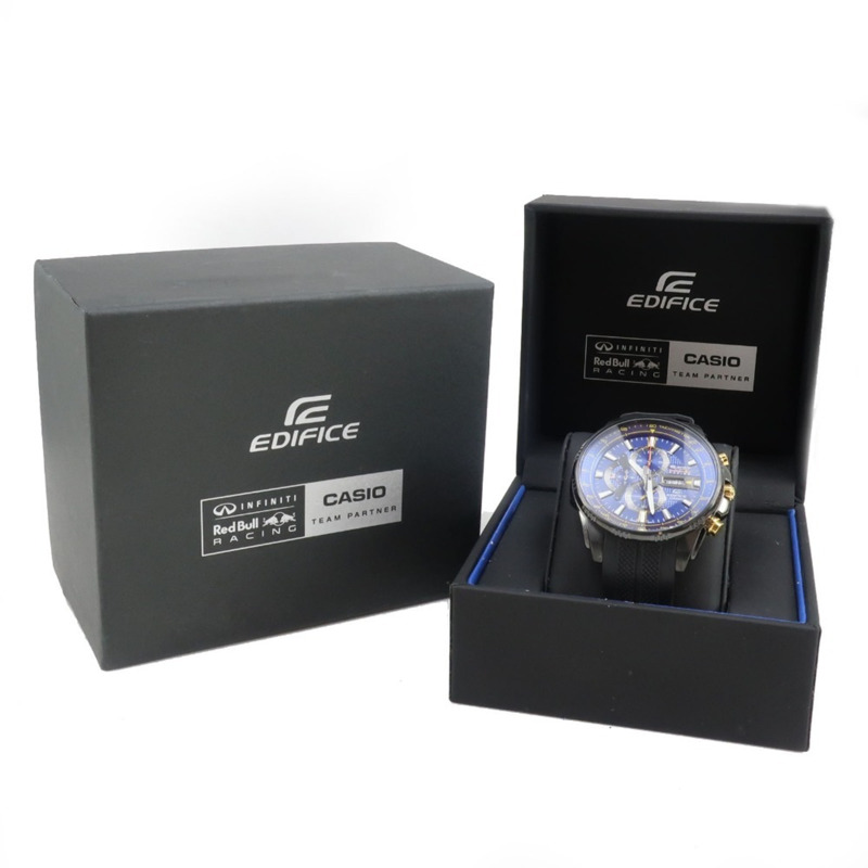 卡西歐 (Casio) Edifice 腕錶 Infinity 紅牛車隊限量版 EFR-549RBP-2AJR 不鏽鋼 x 樹脂黑色石英計時碼錶 藍色錶盤 男士腕錶-9