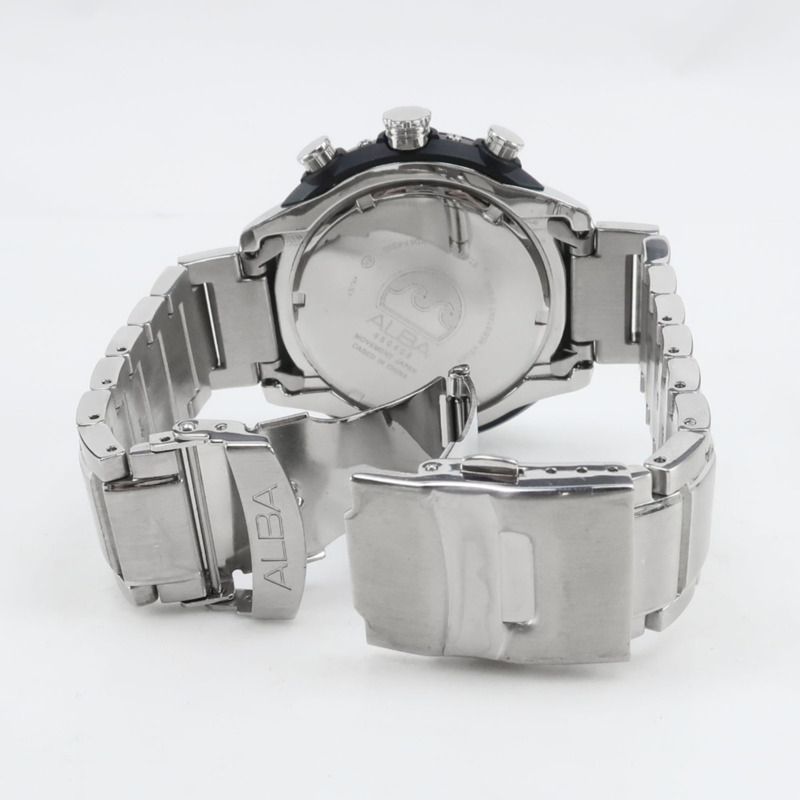 精工 (Seiko) Aruba VD57-KE00 男士腕錶,不鏽鋼銀色石英計時表,白色錶盤-5