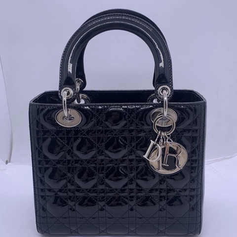 迪奥 dior五格黑色漆皮銀扣戴妃包，2014年購入