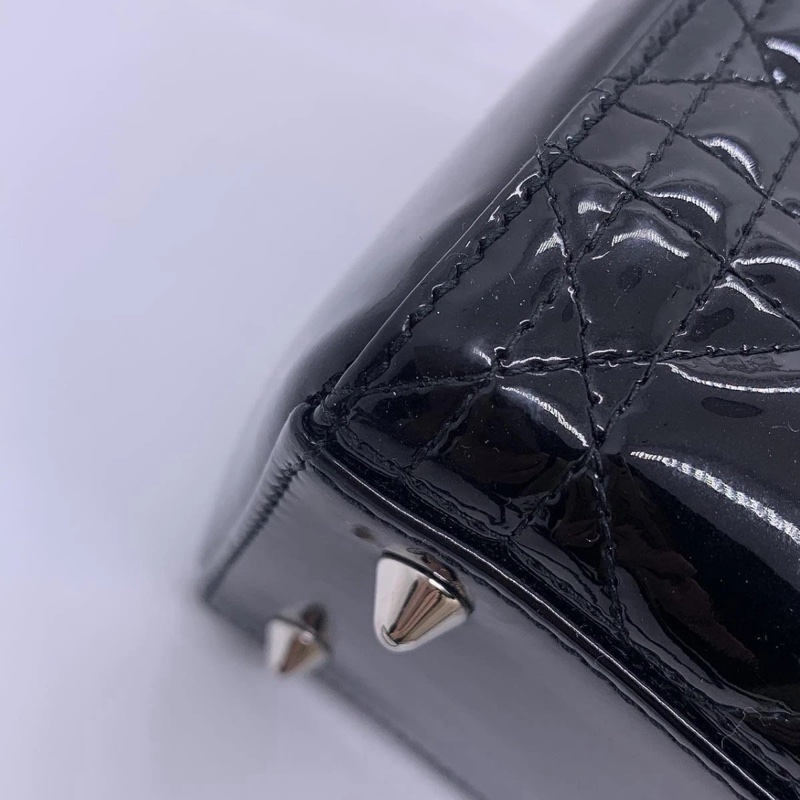 迪奥 dior五格黑色漆皮銀扣戴妃包，2014年購入-14