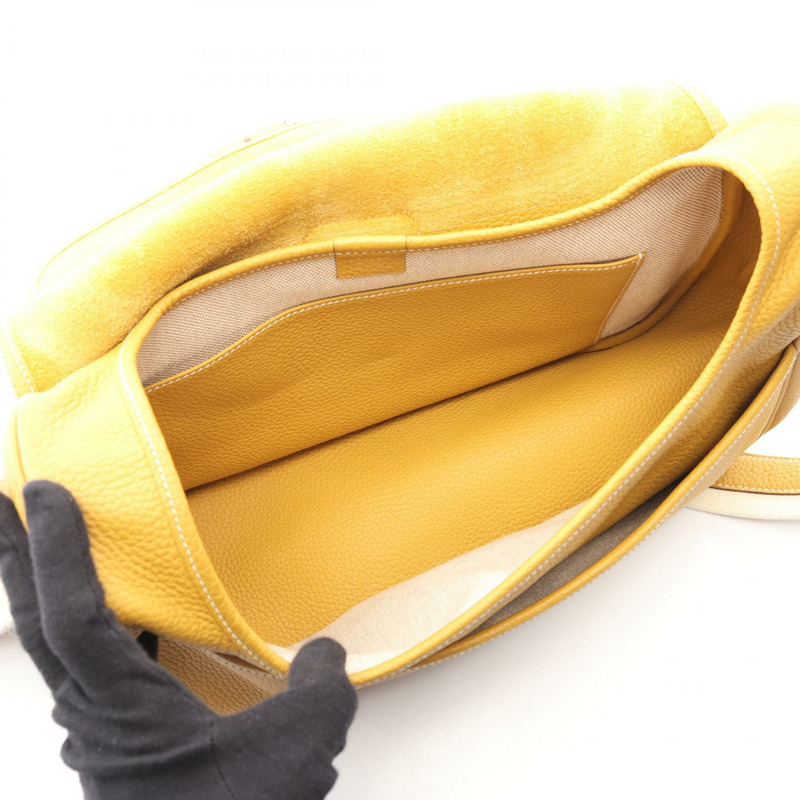 愛馬仕 Bourlingue 單肩斜背包 065869CP Clemence 皮革 Curry 二手 R-2