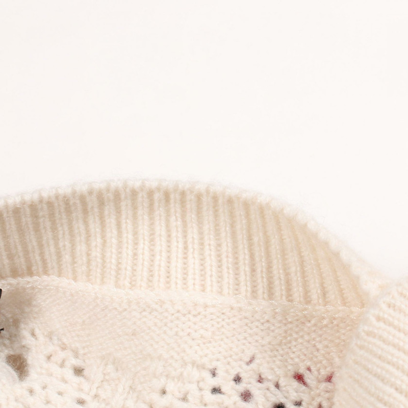 香奈兒 COCO 標誌雙色羊絨衫，紅白海軍藍，二手女款 #34-6