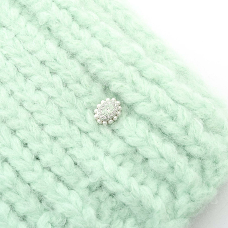 香奈兒 COCO 標誌圍巾，羊毛馬海毛材質，綠色，二手，女士 CC-4