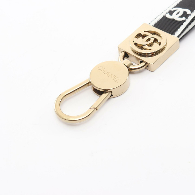 香奈兒 COCO 標誌帆布錶帶，鍍金，黑白配色，二手，女士，雙C標誌-7