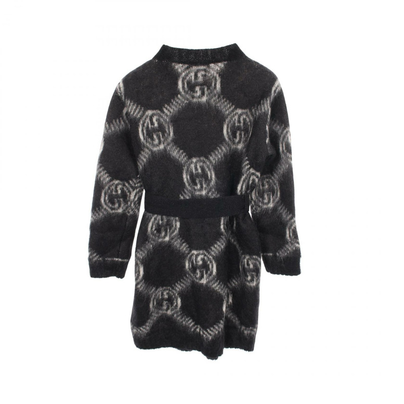 GUCCI GG logo 羊毛開襟外套 678835 Moheya 黑色灰色 二手 女款 XS 碼-1