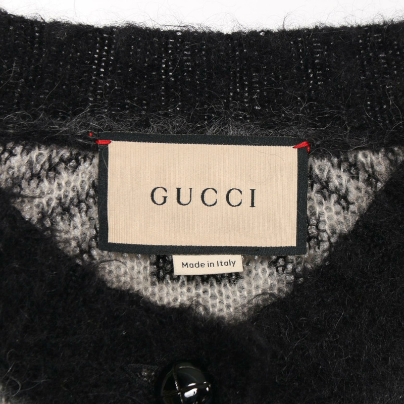 GUCCI GG logo 羊毛開襟外套 678835 Moheya 黑色灰色 二手 女款 XS 碼-2