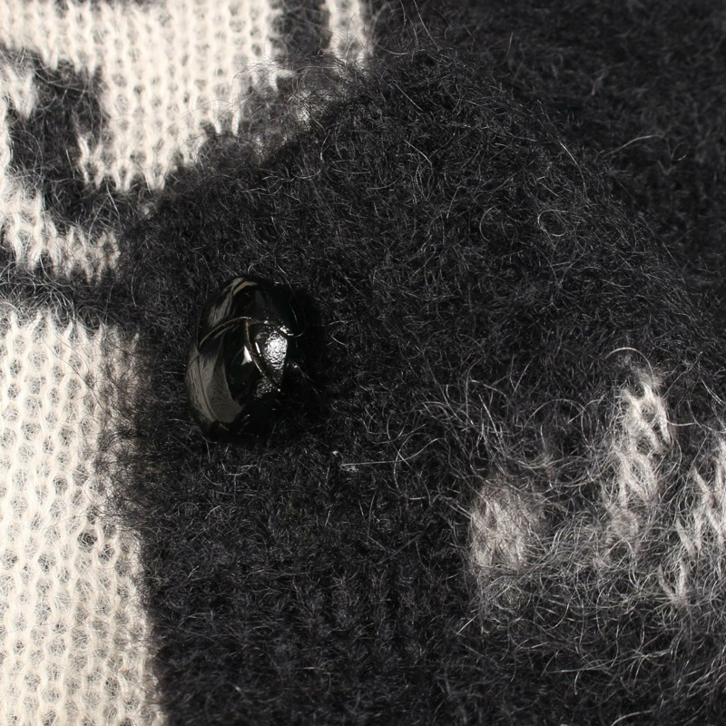 GUCCI GG logo 羊毛開襟外套 678835 Moheya 黑色灰色 二手 女款 XS 碼-4