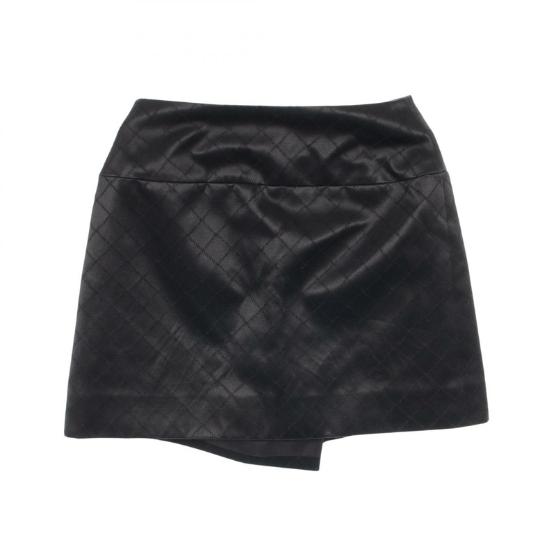 香奈兒 COCO 標誌紐扣半身裙 P71186V47663 棉絲混紡 黑色 二手 女款 38碼-1