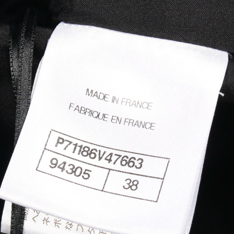 香奈兒 COCO 標誌紐扣半身裙 P71186V47663 棉絲混紡 黑色 二手 女款 38碼-4