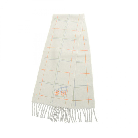 愛馬仕 Clan Brode Berlinne 圍巾披肩 羊絨藍灰色多色二手