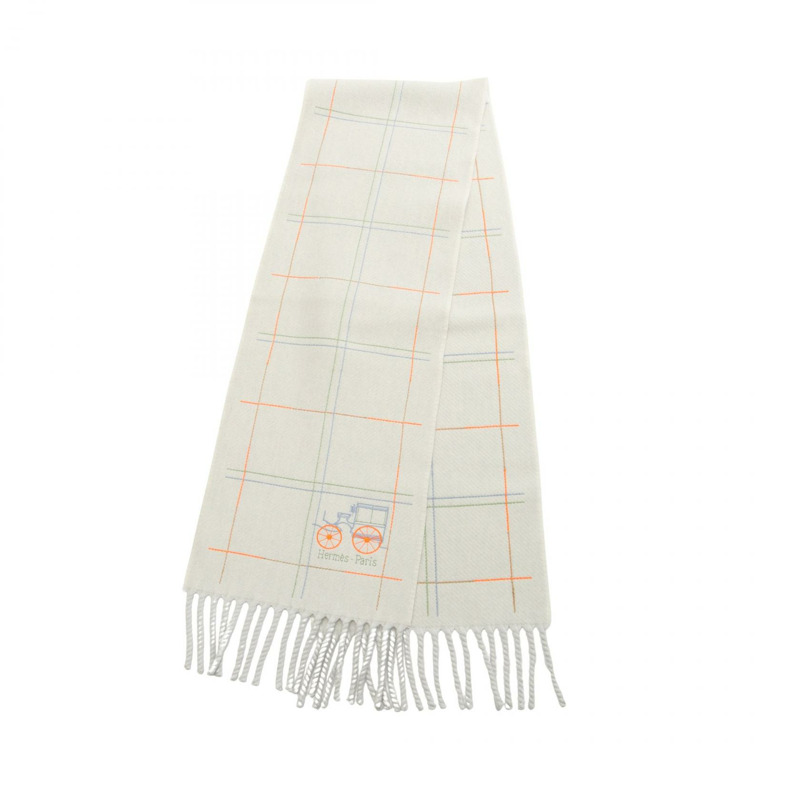 愛馬仕 Clan Brode Berlinne 圍巾披肩 羊絨藍灰色多色二手-0