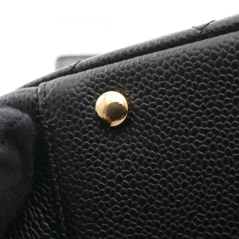 香奈兒 (CHANEL) Matelasse 鏈條肩背包，粒面小牛皮，黑色，二手，女士，金色五金 CC-6