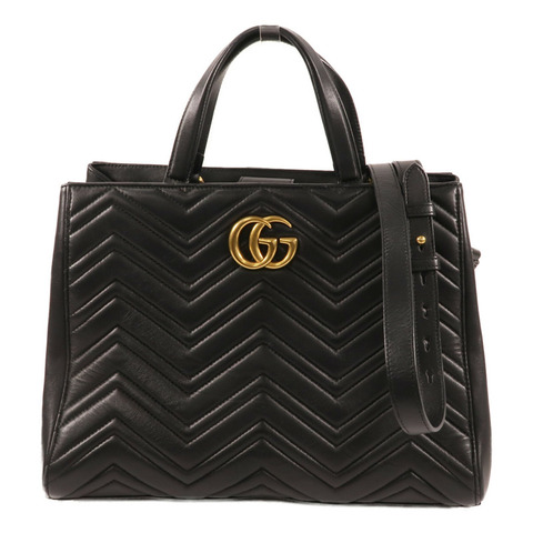 GUCCI 牛皮皮革GG Marmont Top Handle金扣手挽肩背兩用袋