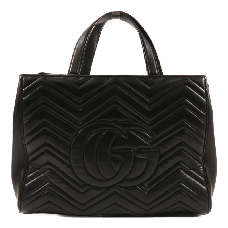 GUCCI 牛皮皮革GG Marmont Top Handle金扣手挽肩背兩用袋-1