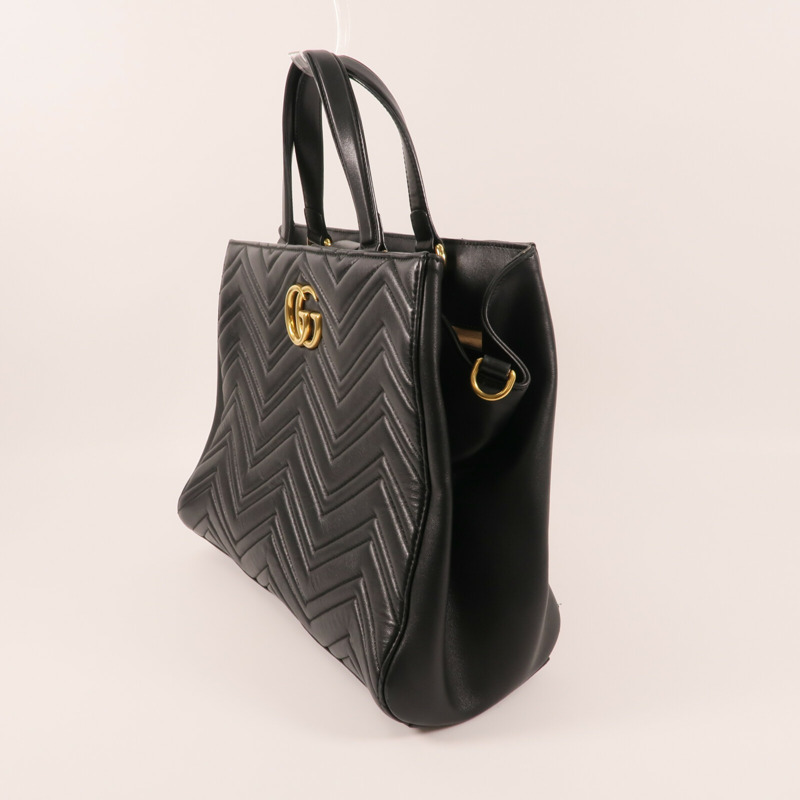 GUCCI 牛皮皮革GG Marmont Top Handle金扣手挽肩背兩用袋-2