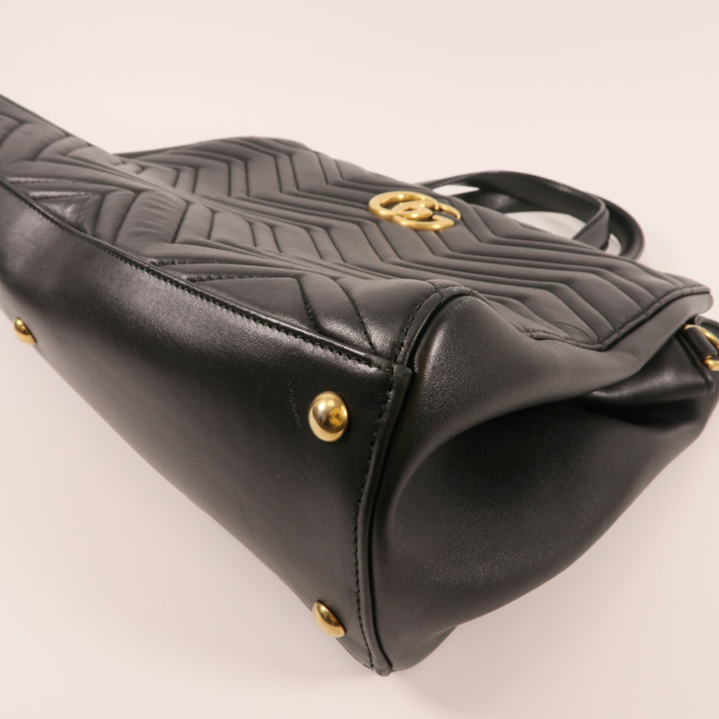 GUCCI 牛皮皮革GG Marmont Top Handle金扣手挽肩背兩用袋-4