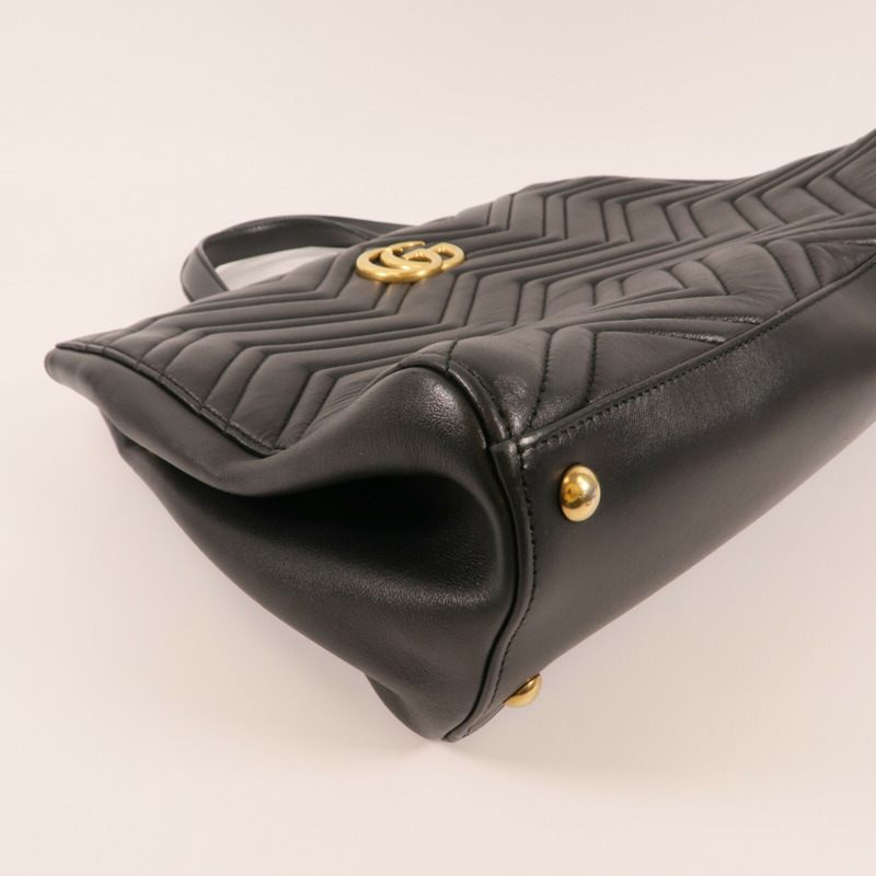 GUCCI 牛皮皮革GG Marmont Top Handle金扣手挽肩背兩用袋-5